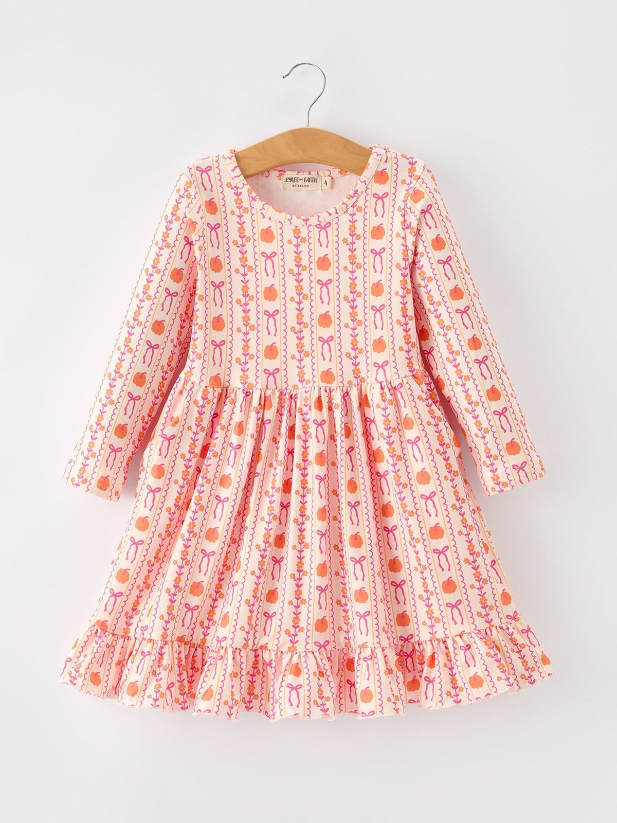 Halloween Thanksgiving Pumpkin Bow Pocket Girls Dress - My Home Sweet Home