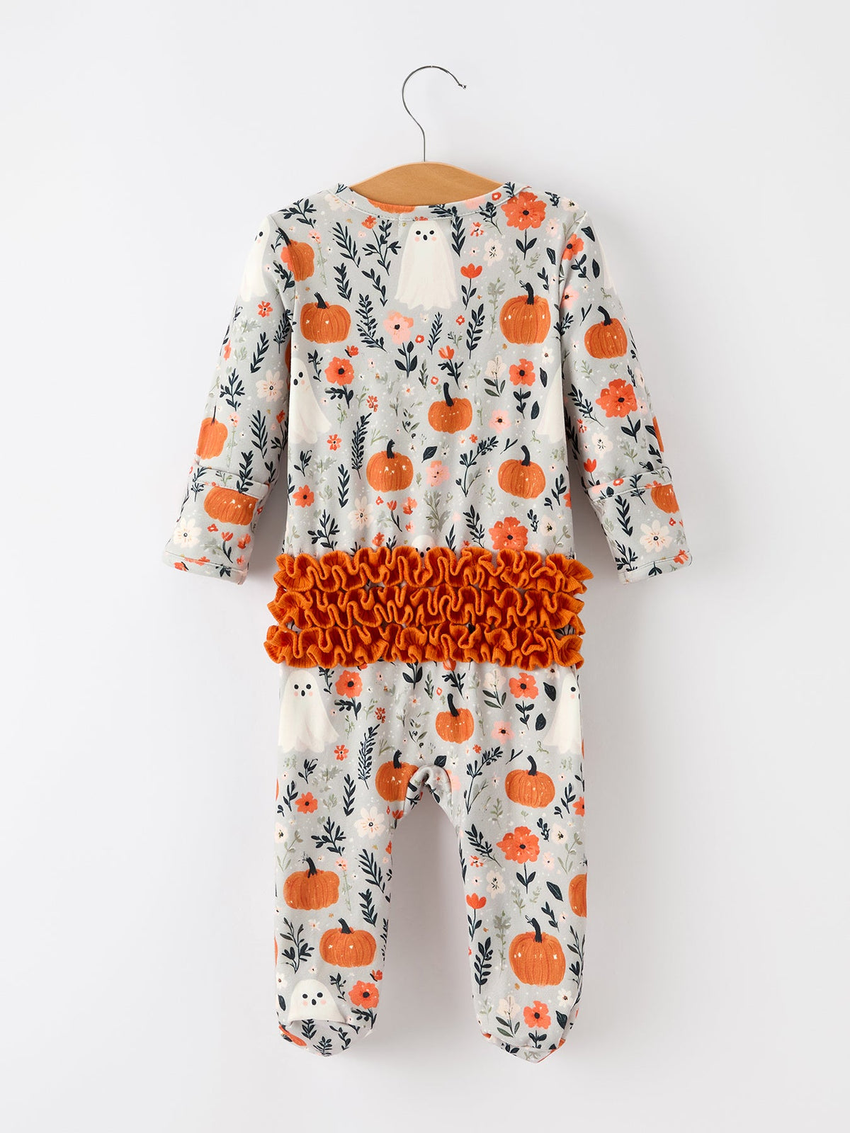 Baby Halloween Pumpkin Ghost Zip Romper - My Home Sweet Home