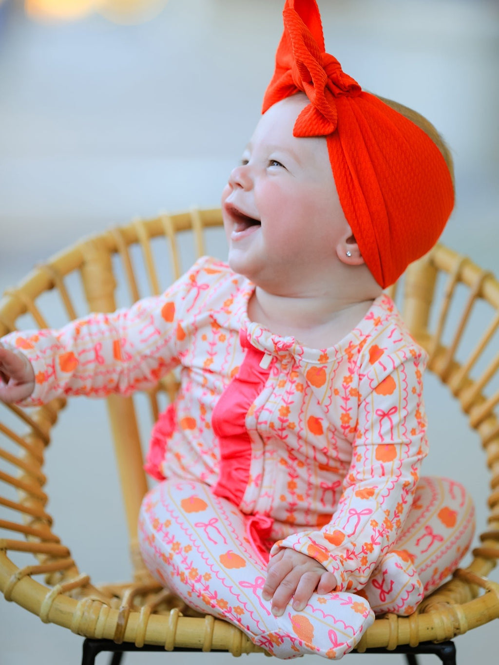 Halloween Thanksgiving Pumpkin Bow Baby Sleeper - My Home Sweet Home